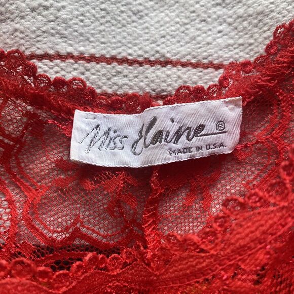 Vintage Miss Elaine Red Maxi Trapeze Nightgown. Flowy. Lace. USA. Size Small. - Picture 7 of 13